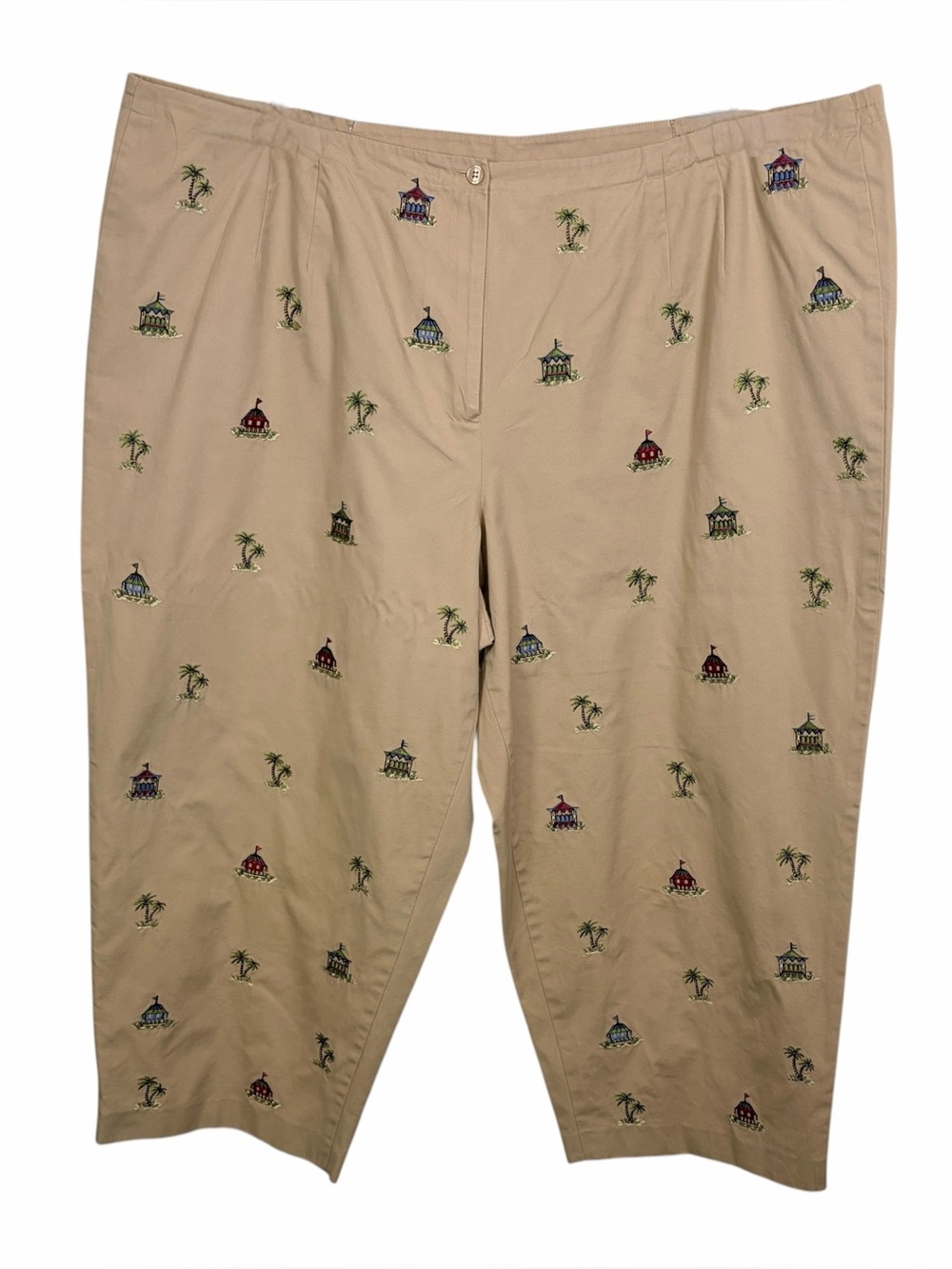 VINTAGE | TALBOTS WOMAN Embroidered Novelty Cropped Chinos, 24W